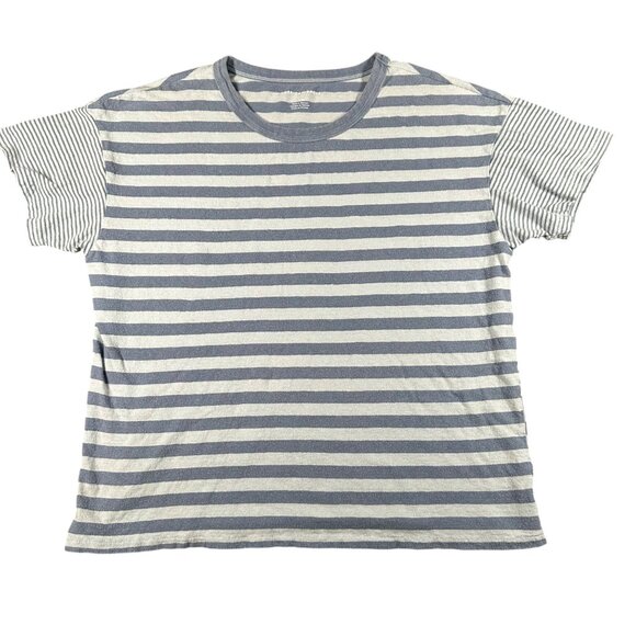 American Eagle Shirt Womens Small Blue Striped Short Sleeve Pullover T-shirt Tee - Picture 1 of 10